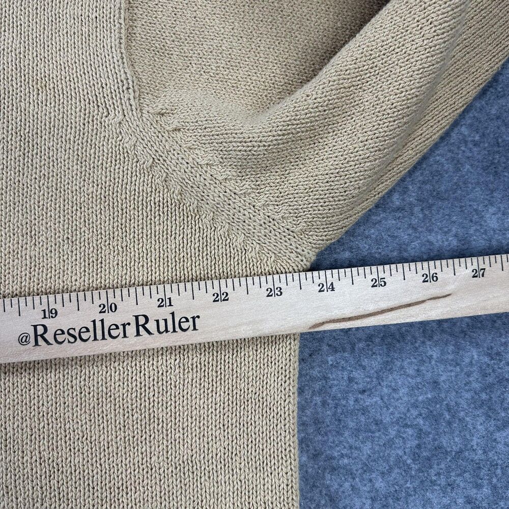 Victorinox Sweater Mens XL Beige Cotton V Neck Knit Long Sleeve Logo Swiss Army - Picture 5 of 7